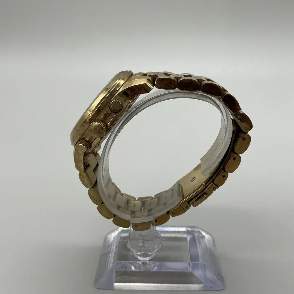 Michael Kors MK-5055 Womens Watch 37mm Gold Tone Chronograph New Battery 6.75